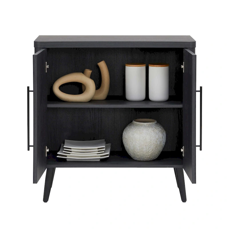 Oak / Maple / Grey Mid-Century Modern Accent Cabinet – Single