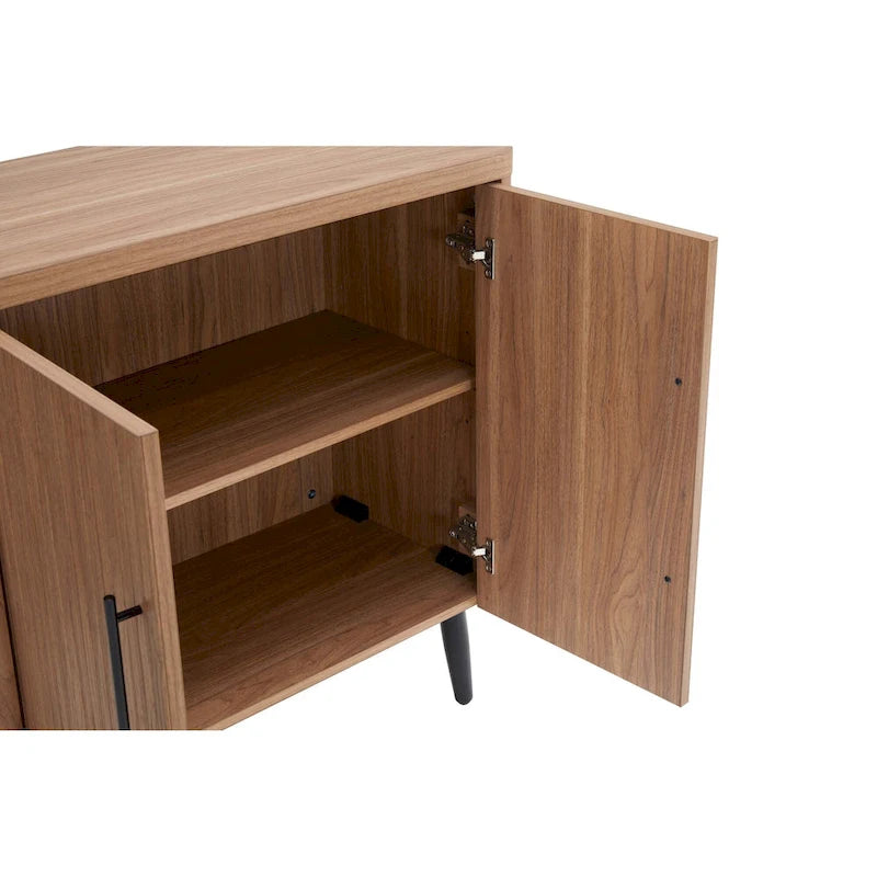 Oak / Maple / Grey Mid-Century Modern Accent Cabinet – Single