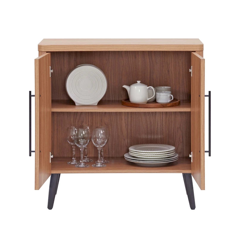 Oak / Maple / Grey Mid-Century Modern Accent Cabinet – Single