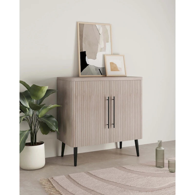 Oak / Maple / Grey Mid-Century Modern Accent Cabinet – Single