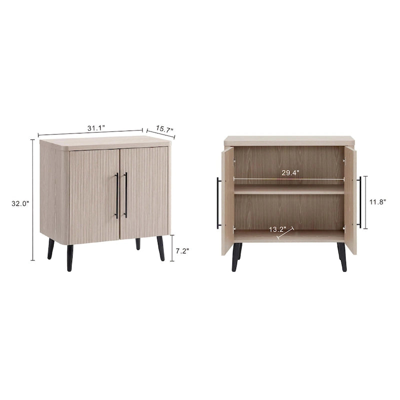 Oak / Maple / Grey Mid-Century Modern Accent Cabinet – Single