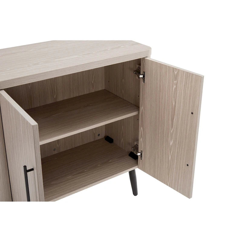 Oak / Maple / Grey Mid-Century Modern Accent Cabinet – Single