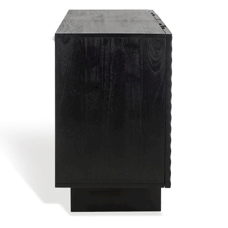 Natural / Black Acacia Wood 4-Door Sideboard, Seats 1