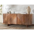 Natural / Black Acacia Wood 4-Door Sideboard, Seats 1