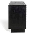 Natural / Black Acacia Wood 4-Door Sideboard, Seats 1