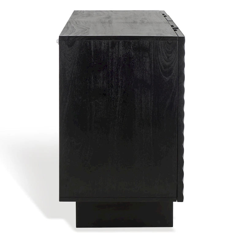 Natural / Black Acacia Wood 4-Door Sideboard, Seats 1