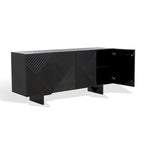Natural / Black Acacia Wood 4-Door Sideboard, Seats 1