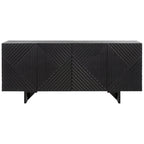 Natural / Black Acacia Wood 4-Door Sideboard, Seats 1