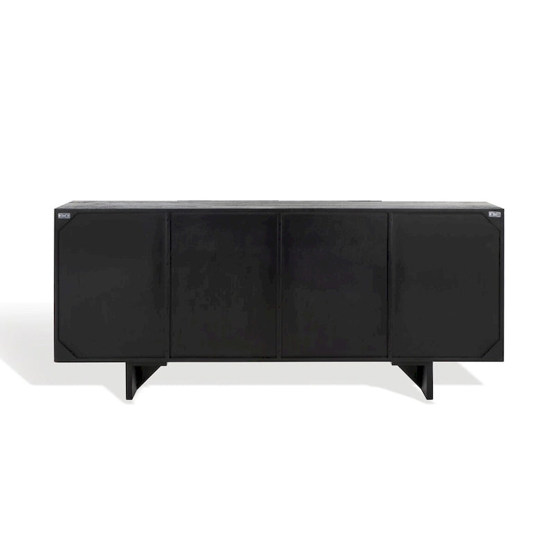 Natural / Black Acacia Wood 4-Door Sideboard, Seats 1