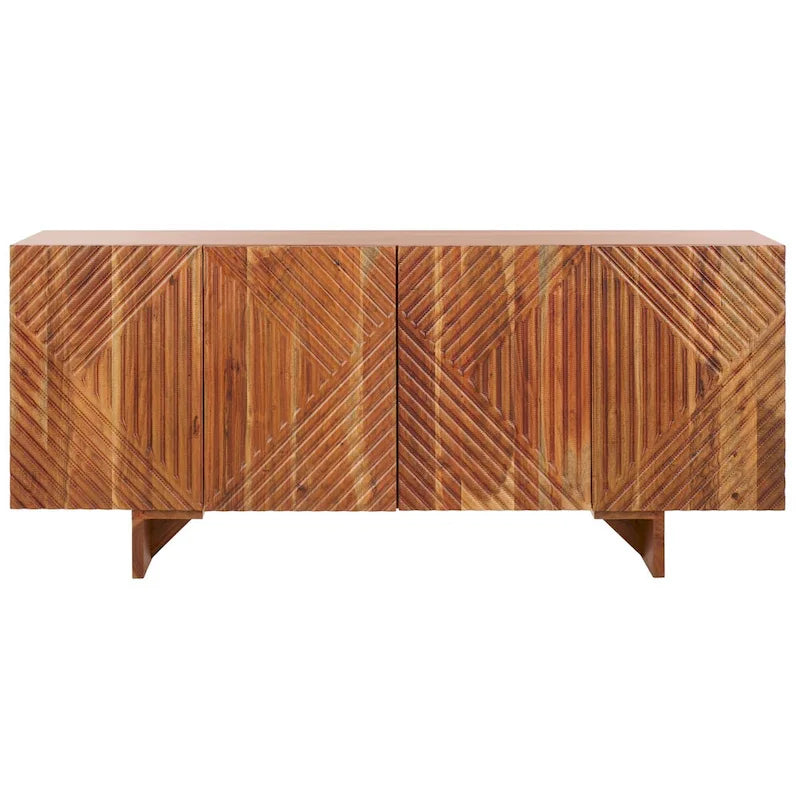 Natural / Black Acacia Wood 4-Door Sideboard, Seats 1
